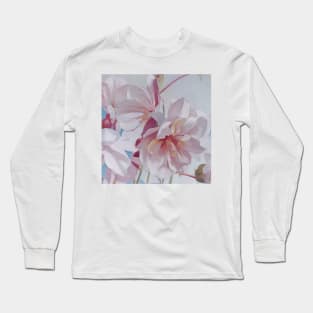 White with Burgundy Floral Long Sleeve T-Shirt